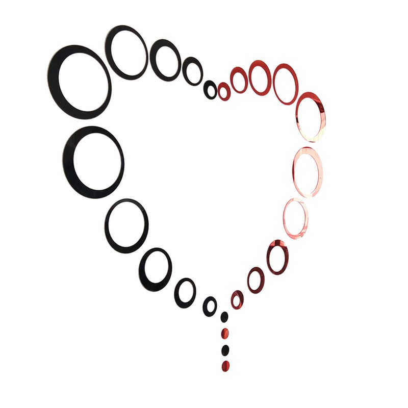 AQRICHFOX 24Pcs Acrylic Circle Mirror Wall Stickers DIY Decals Modern Art Mural for Home Living Room Bedroom Decor Black and Red - Image 3